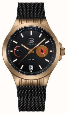 GLOCK Precision Cartridge Solar (42mm) Black Dial / Black PVD Stainless Steel Mesh Strap GW-19-3-22