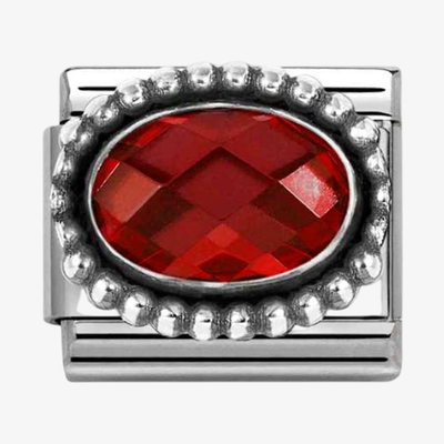 Nomination Classic Red Cubic Zirconia, Vintage Effect Charm 330607/005