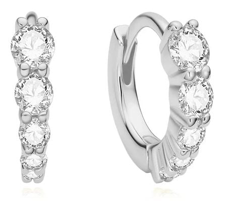 Ania Haie E075-03H Silver Gracuated Sparkle Huggie Hoop Jewellery