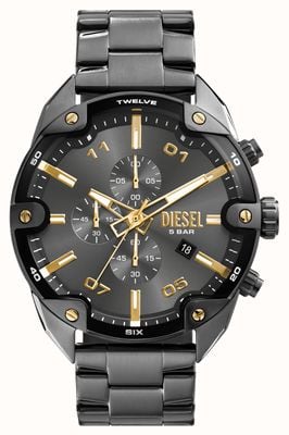 Diesel Men's Spiked (49mm) Grey Chronograph Dial / Gunmetal Stainless Steel Bracelet DZ4669