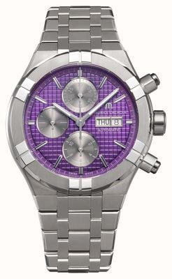 Maurice Lacroix Aikon Automatic Chronograph Titanium (44mm) Purple Lattice-Like Motif Dial / Titanium Bracelet AI6038-TT032-430-1