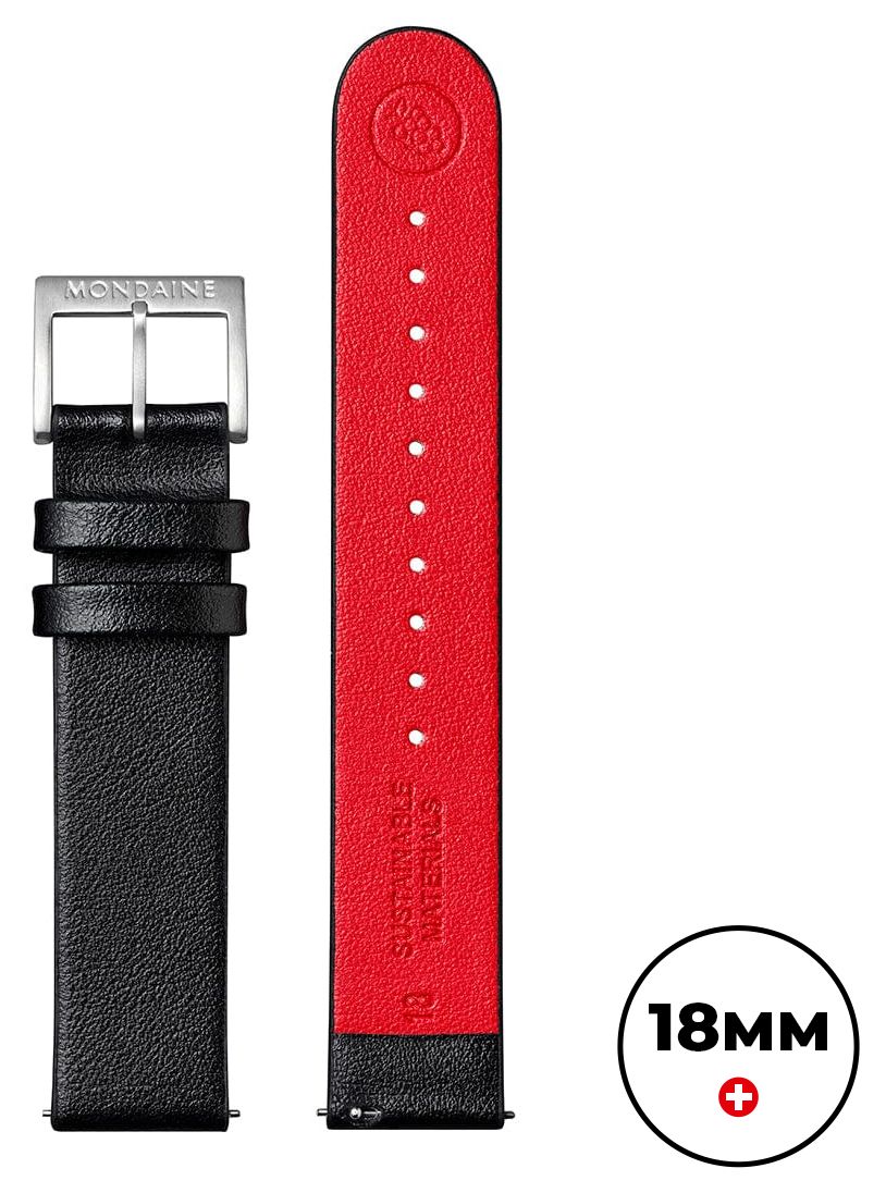 Mondaine FG311820QXL Black Vegan Leather Grape Strap Only XL Watch