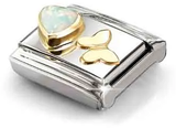 Nomination Classic White Opal Heart & Butterfly 18ct Gold Charm 030523/11 - alternate view 2