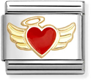 Nomination Classic Angel Heart 18ct Gold & Steel Enamel Charm 030207/52