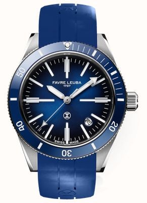 Favre Leuba Deep Raider Renaissance Automatic (40mm) Blue Fumé Dial / Blue Rubber Strap 00.20308.101.02.302