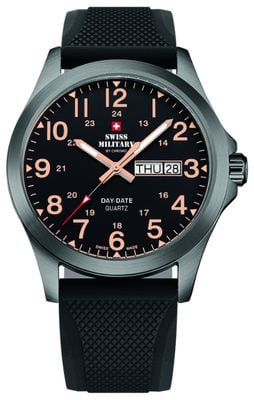 Swiss Military by Chrono Men's Day-Date (42mm) Black Dial / Black Rubber Strap SMP36040.31