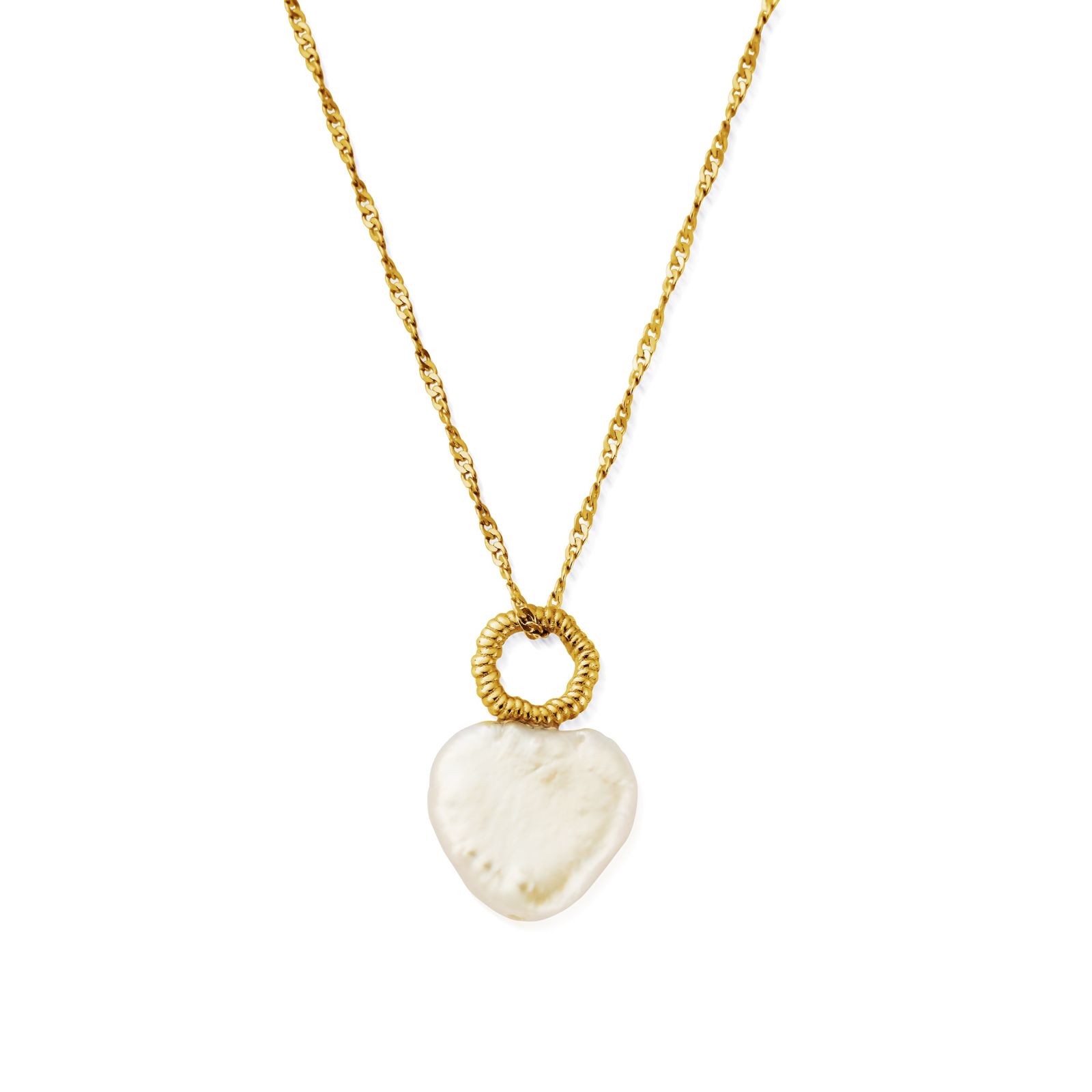 ChloBo GNTRCHP Tiny Twisted Rope Chain Lucky Pearl Necklace Jewellery