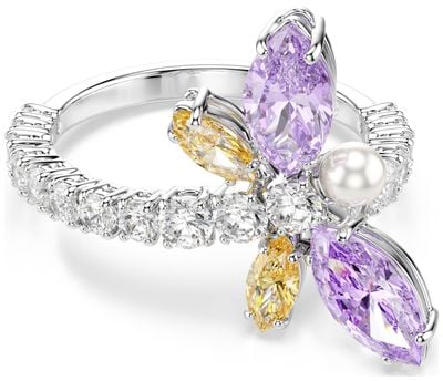 Swarovski x Ariana Grande Dragonfly Mixed-Cut Rhodium-Plated Motif Ring - Size 55 5737366