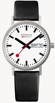 Mondaine Classic 36 Mm Day Date | Black Vegan Grape Strap | White Dial A667.30314.11SBBV