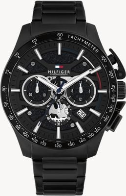 Tommy Hilfiger BANK Quartz Chronograph (44mm) Black Dial / Black PVD Stainless Steel Bracelet 1792262