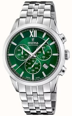 Festina Swiss Made Quartz Chronograph (41mm) Green Dial / Stainless Steel Bracelet F20040/3