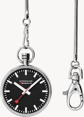 Mondaine Official Swiss Railways Pocket Watch (43mm) Black Dial / Stainless Steel Watch A660.30316.20SBB