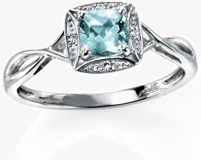 Elements Gold W/g Diamond Aqua Twist Ring Size O GR327T