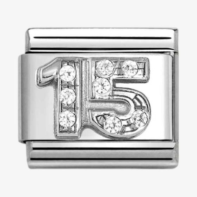 Nomination Classic Silver "15" Zirconia Charm 330304/49