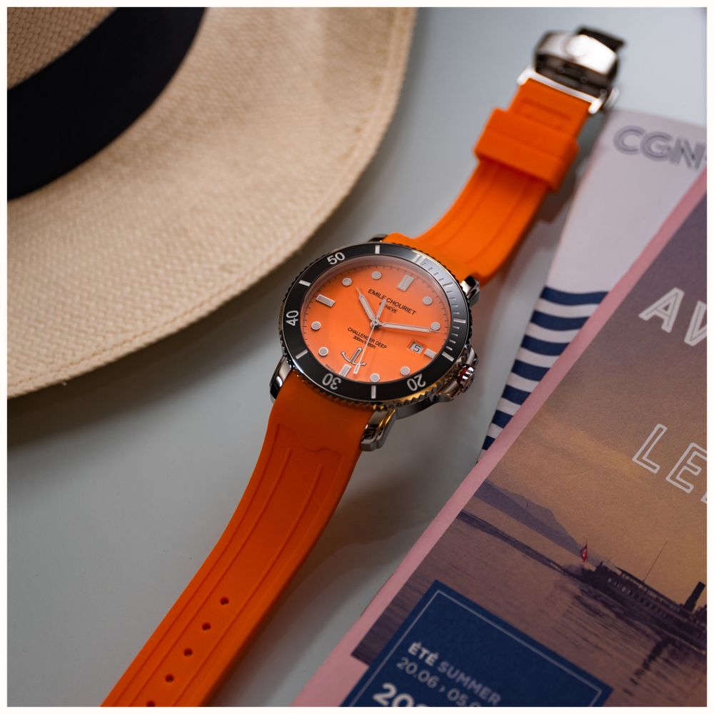 Emile Chouriet Challenger Deep Automatic (42.5mm) Orange Dial / Orange Silicone Strap 08.1169.G.6.AW.F3.8 - alternate view 7