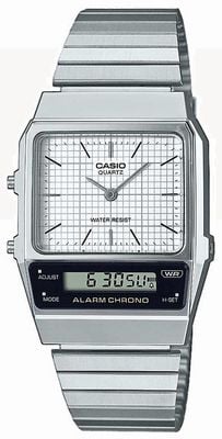Casio Vintage Dual-Display (32.1mm) White Dial / Stainless Steel AQ-800E-7AEF