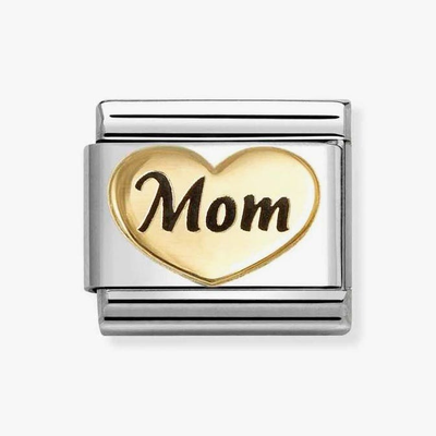 Nomination Stainless steel Link, Yellow gold Heart plate, MOM 030285/79