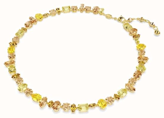 Swarovski Gema Tennis Necklace, Mixed Cuts, Yellow, Gold-tone Plated 5718071
