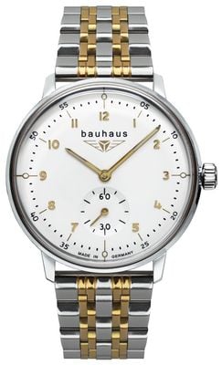 Bauhaus Classic Small-Seconds Quartz (35mm) White Dial / Two-Tone Stainless Steel Bracelet 2037M1
