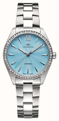 Continental Crystal Round (32.5mm) Textured Blue Dial / Stainless Steel Bracelet 22508-LT101831