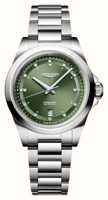 LONGINES Conquest Diamond Automatic (30mm) Green Sunray Dial / Stainless Steel Bracelet L33204076
