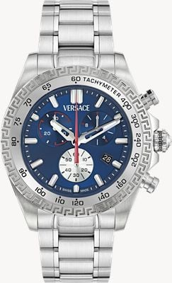 Versace Men's VERSACE CHRONO X (44mm) Blue Chronograph Dial / Stainless Steel Bracelet VE9K00324