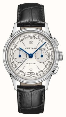 Certina DS Automatic Chronograph (42mm) White Dial / Black Leather Strap C0384621603700