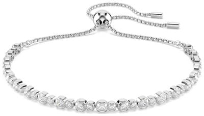 Swarovski Matrix Tennis Bracelet, Mixed Round Cuts, White, Rhodium Plated 5677813
