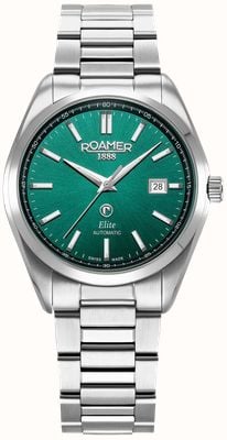 Roamer Elite Automatic (42mm) Green Dial / Stainless Steel Bracelet & Black Leather Strap 970983 41 75 20