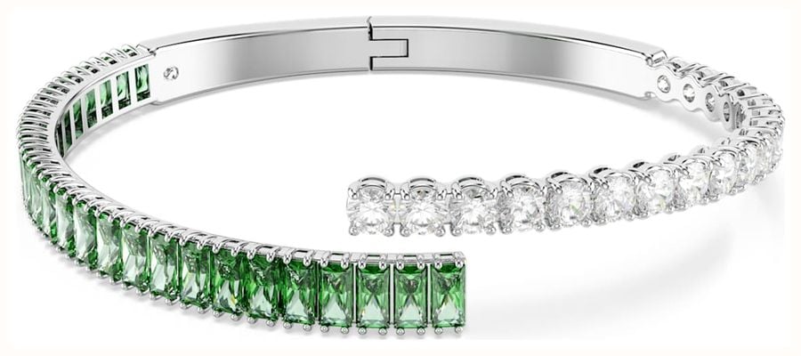 Swarovski Matrix Bangle Mixed Cuts, Green, Rhodium Plated 5722460