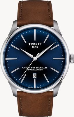 Tissot Chemin Des Tourelles Powermatic 80 (42mm) Blue Dial / Brown Leather Strap T1394071604100