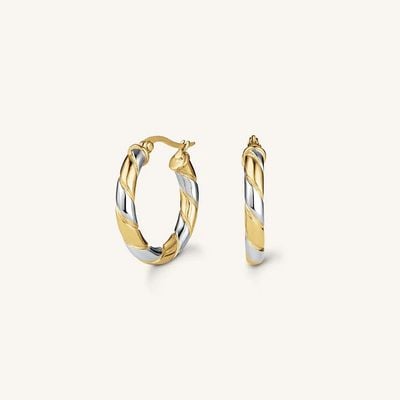 Rosefield Jewellery Duotone Swirl Hoops Gold And Silver Stainless Steel Earring JEDSG-J711