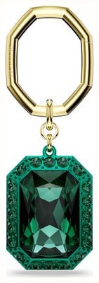 Swarovski Lucent Keyring Green Octagon Cut Crystal Gold-Tone Metal 5666643