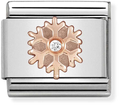 Nomination Classic Snowflake 9ct Rose Gold & Steel Charm 430305/23