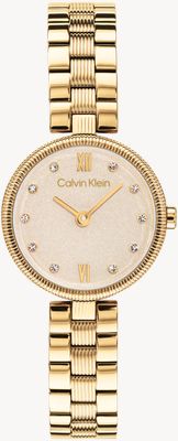 Calvin Klein GLEAM Crystal Quartz (24mm) Champagne Dial / Gold PVD Stainless Steel Bracelet 25100225