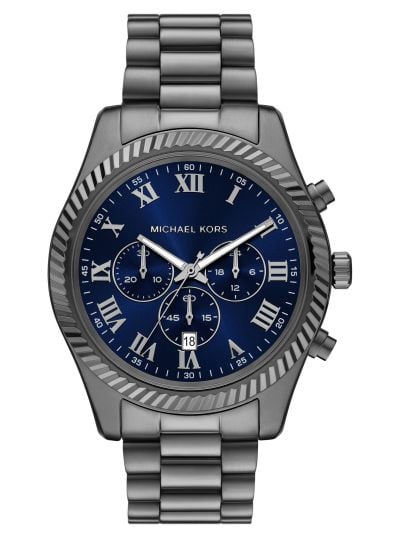 Michael Kors MK9298 Lexington Blue Chronograph Mens Gunmetal Watch