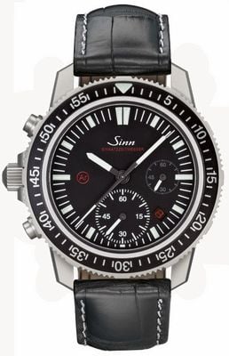 Sinn EZM 13.1 Black Embossed Cowhide Leather White Top-Stitching 613.011 EMBOSSED LEATHER