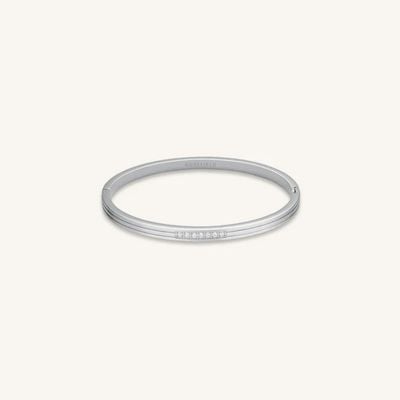 Rosefield Jewellery Striped Silver Bangle With Crystals JBSCS-J1038