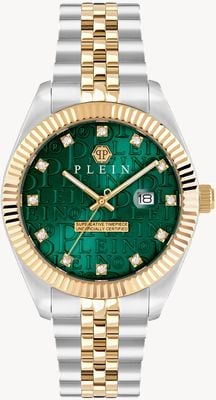 Philipp Plein ROCK COUTURE Date Superlative (41mm) Green Dial / Two-Tone Stainless Steel Bracelet PWMFA0325