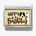 Nomination Charm, Composable Link, HAPPY BIRTHDAY yellow gold 030166/60
