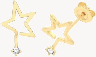 Treasure House 9ct Yellow Gold Shooting Star Cubic Zirconia Stud Earrings ES1695