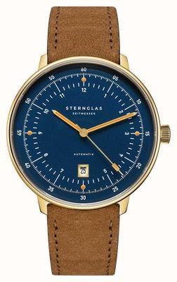 STERNGLAS Hamburg Automatic (42mm) Blue Dial / Brown Suede Strap S02-HHM07-WL02