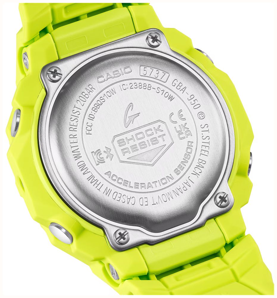 Casio G-SHOCK GBA-950 Series Step Tracker (43.9mm) Dark Blue Dial / Lime Green Resin Band GBA-950-9A3ER - alternate view 5