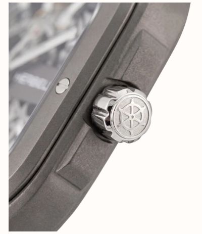 Herbelin Cap Camarat Square Titanium Automatic (40.5mm) Skeleton Dial / Khaki Green FKM Rubber Strap Watch 1846SQTDCK - alternate view 3