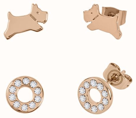 Radley Jewellery Set of 2 Pairs of Earrings | Rose Gold Plated | Crystal Set RYJ1312S