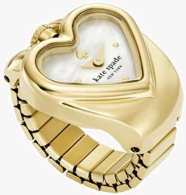 Kate Spade Monroe Heart Ring (15mm) Mother-of-Pearl Dial / Gold PVD Stainless Steel Expanding Bracelet KSW1860
