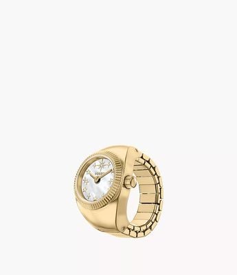 Fossil Watch Ring 15 mm Two-Hand Gold-Tone Stainless Steel ES5535