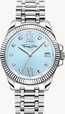 Thomas Sabo Divine Crystal (33mm) Light Blue Sunray Dial / Stainless Steel Bracelet WA0405-201-209-33