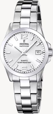 Festina Swiss Made Classic Quartz (29.5mm) Silver Sunray Dial / Stainless Steel Bracelet F20049/1