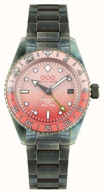 Out Of Order Paloma Automatic GMT (40mm) Pink Dial / Ultra-Distressed Stainless Steel Bracelet OOO.001-25.PA.BAND